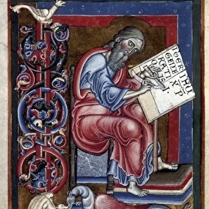 SAINT MATTHEW. Evangelist portrait of St. Matthew from a German Gospel, c1200-1220