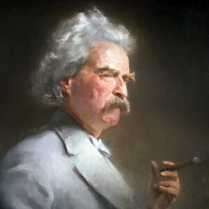 SAMUEL LANGHORNE CLEMENS (1835-1910). Mark Twain. American humorist and writer. Oil on canvas, 1944, by Gordon Stevenson