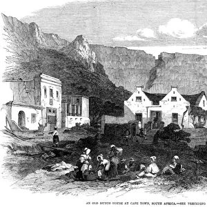 SOUTH AFRICA: BOERS, 1864. An old Dutch house at Cape Town, South Africa. Wood engraving, English, 1864