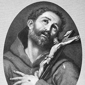 ST. FRANCIS OF ASSISI (1182-1226). Italian friar and preacher. Line engraving, 19th century