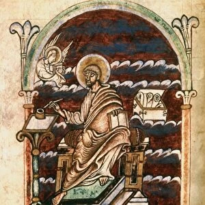 ST. MATTHEW, 10th CENTURY. An illumination from a late 10th century French Latin gospel