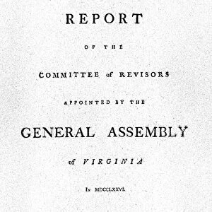 Title page of the Report of the Committee of Revisors Appointed by the General Assembly of Virginia, 1776, but not published until 1784