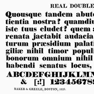 TYPOGRAPHY, 1825. Real double pica, a typeface from the catalog of Baker & Greele