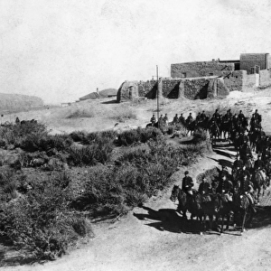 U. S. SIGNAL CORPS, c1880. Photograph of a U. S. Signal Corps column leaving Fort Bowie in Arizona
