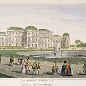 VIENNA: BELVEDERE, 1822. The Palace of Belvedere in Vienna, Austria: engraving, 1822, after a drawing by Robert Batty