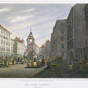 VIENNA: HOHE MARKET, 1822. The Hohe Market, Vienna, Austria: colored engraving, 1822