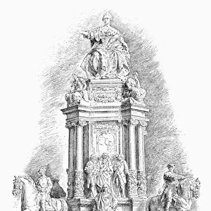 VIENNA: MARIA THERESA. Monument to Empress Maria Theresa at Vienna, Austria. Line engraving, 1889