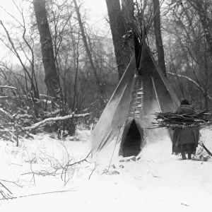 WINTER CAMP, 1908. Native American winter camp. Photographed by Edward S. Curtis, 1908