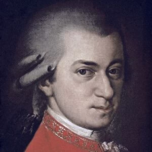 WOLFGANG AMADEUS MOZART (1756-1791). Austrian composer. Detail of a posthumous oil painting