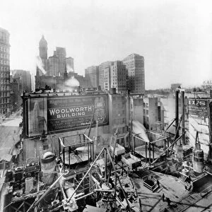 WOOLWORTH BUILDING, 1911. The Woolworth Building foundations, New York City. Photograph