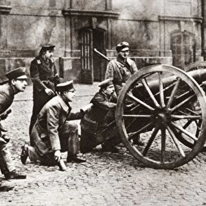 WORLD WAR I: BERLIN, c1919. Field guns brought into fight against the Spartacus League