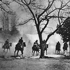 WORLD WAR I: HUNGARIANS. Squadron of Hungarian cavalrymen riding in pursuit of