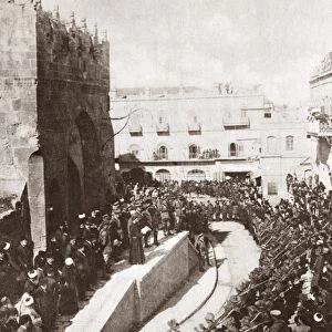 WORLD WAR I: PALESTINE. The reading of the proclamation of the British Occupation