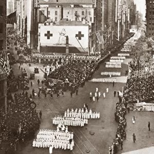 WWI: RED CROSS PARADE. Red Cross parade down Broadway in New York City, on the