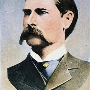 WYATT EARP (1848-1929). American lawman. Oil over a photograph