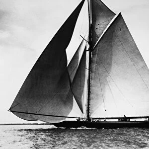 YACHT: BRITANNIA, 1923. The yacht Britannia, sailing in the Solent, between England