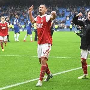 Arsenal Celebrate Premier League Victory Over Chelsea: Saliba and Zinchenko Rejoice