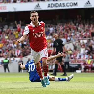 Arsenal Celebrates Three Goals: Arsenal v Everton, Premier League 2021-22