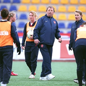 Arsenal Ladies Manager Vic Akers Leading Training Session during UEFA Cup at Gammlivallen, Umea (2007)