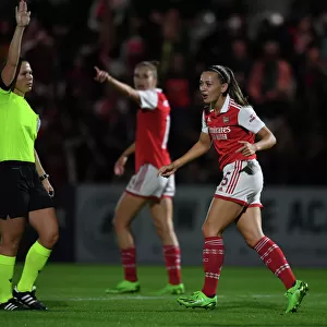 Arsenal vs AFC Ajax: Women's Champions League Second Qualifying Round First Leg - Katie McCabe Discusses with Referee