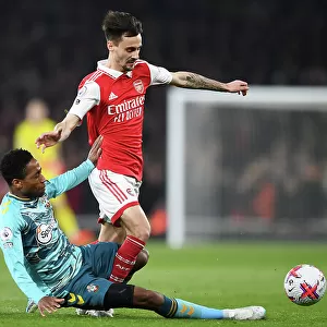 Arsenal vs. Southampton: Fabio Vieira Tackled by Kyle Walker-Peters in Intense Premier League Clash (2022-23)