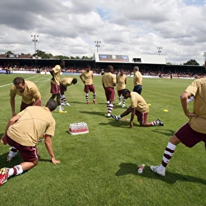 Arsenal warm up before the match