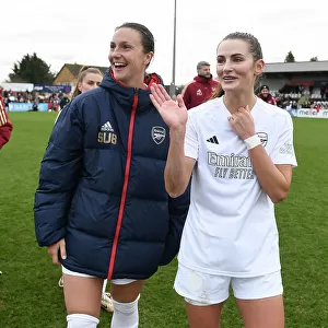 Arsenal Women Celebrate FA Cup Victory: Lotte Wubben-Moy and Emily Fox Rejoice after Beating Watford Women