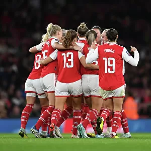 Arsenal Women Celebrate Frida Maanum's Goal Against Manchester United in FA WSL (2022-23)