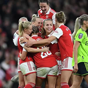 Arsenal Women Celebrate Goal by Laura Wienroither Against Manchester United (FA WSL 2022-23)