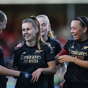 Arsenal Women Celebrate Victory: Pelova Scores Fourth Goal Against Brighton & Hove Albion (2022-23)