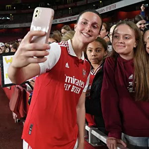 Arsenal Women's Champions League Victory: Lotte Wubben-Moy Celebrates with Adoring Fans