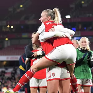 Arsenal Women's Historic Champions League Victory: Leah Williamson and Stina Blackstenius Embrace Triumph Over Bayern Munich