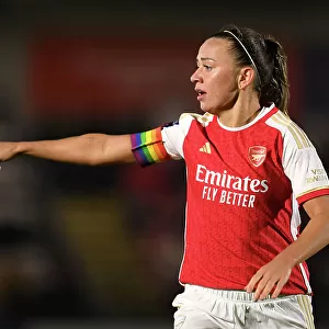 Arsenal Women's Katie McCabe Gives Team Instructions vs. Tottenham Hotspur in FA WSL Cup Clash