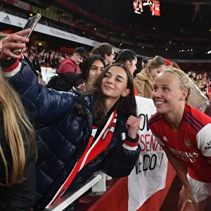 Arsenal Women's Victory: Beth Mead Celebrates with Fans after Arsenal v Tottenham FA WSL Match