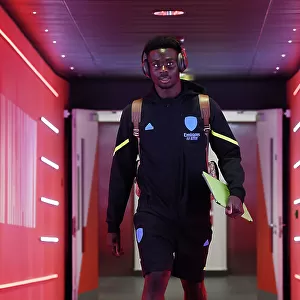 Arsenal's Bukayo Saka Arrives at Emirates Stadium Ahead of Arsenal v Fulham Premier League Clash (2023-24)