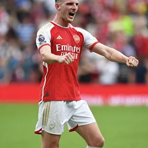 Arsenal's Declan Rice Celebrates after Victory over Nottingham Forest (2023-24)