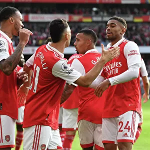 Arsenal's Double Strike: Nelson and Martinelli's Goal Celebration (2022-23)