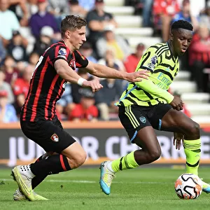 Arsenal's Eddie Nketiah Faces Off Against AFC Bournemouth's Illya Zabarnyi in Premier League Clash (2023-24)
