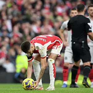 Arsenal's Fabio Vieira Prepares for Penalty against Sheffield United (2023-24)