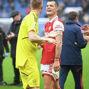 Arsenal's Glory: Ramsey and Xhaka Celebrate Hard-Fought Victory Over Chelsea (2022-23)