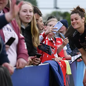 Arsenal's Jennifer Beattie Greets Fan after Everton Clash in FA Women's Super League (2022-23)