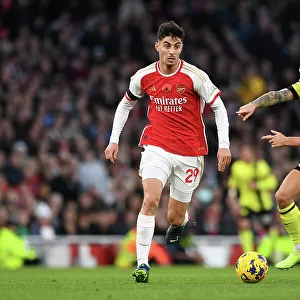 Arsenal's Kai Havertz Fights Past Burnley's Josh Brownhill in Premier League Clash (2023-24)