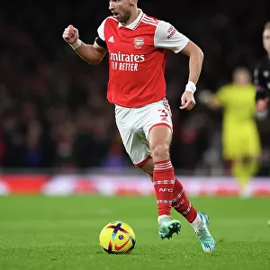 Arsenal's Kieran Tierney in Action: Arsenal vs. West Ham United, Premier League 2022-23