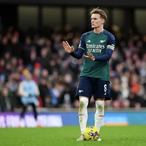 Arsenal's Martin Odegaard Reacts During Fulham vs Arsenal, Premier League 2023