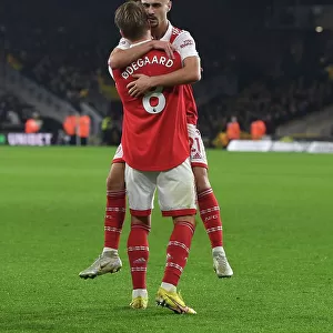 Arsenal's New Star Duo: Odegaard and Vieira Score First Goals Together vs. Wolverhampton Wanderers (2022-23)