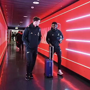 Arsenal's Thomas Partey and Rob Holding Prepare for Arsenal v Brighton & Hove Albion in Carabao Cup