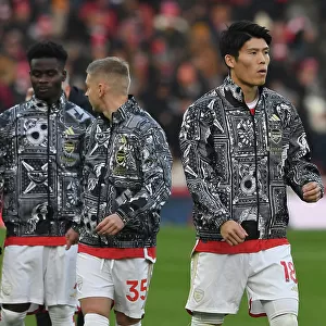Arsenal's Tomiyasu Gears Up: Arsenal vs. Wolverhampton Wanderers, Premier League 2023-24
