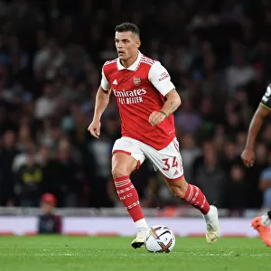 Arsenal's Xhaka in Action against Aston Villa in 2022-23 Premier League
