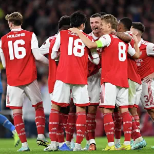 Arsenal's Xhaka Scores and Celebrates in Europa League Victory: Arsenal FC vs PSV Eindhoven, 2022-23