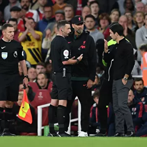 Arteta vs. Klopp: Intense Face-Off with Referee Oliver in Arsenal vs. Liverpool Premier League Clash
